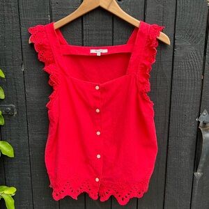 Madewell Red Eyelet Top